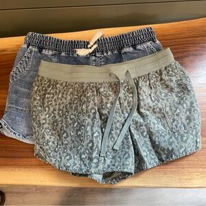 Leopard Print and Denim Women's Shorts